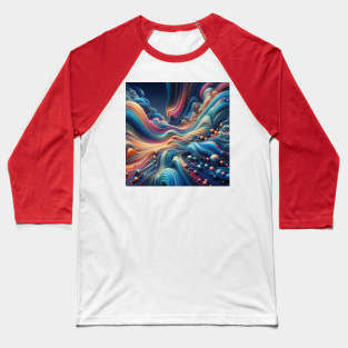 Flowing liquid creates vibrant wave pattern design Baseball T-Shirt